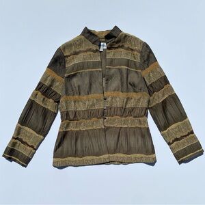 Danny & Nicole boho earthy tapestry print texture blazer Women's Size 10